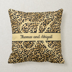 Coussin Monogram Black Gold Empreinte de léopard Cheetah A