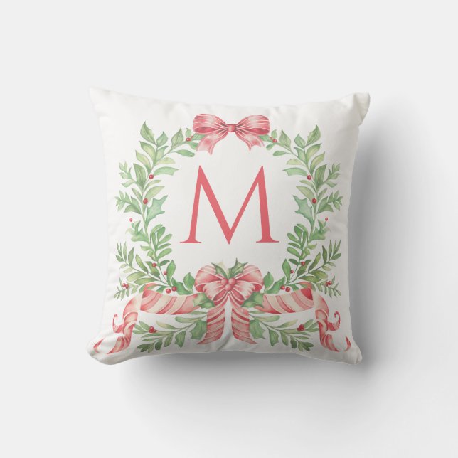 Coussin Monogram Christmas Wreath (Recto)