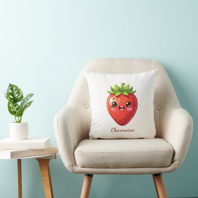 Coussin Monogram cute strawberry kawaii (Chaise)