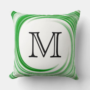 Coussin Monogram Green Swirl Abstrait