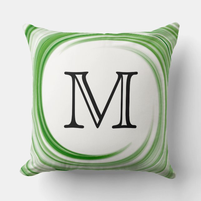 Coussin Monogram Green Swirl Abstrait (Recto)