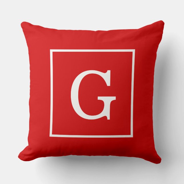 Coussin Monogram initial de Red White Framed (Recto)