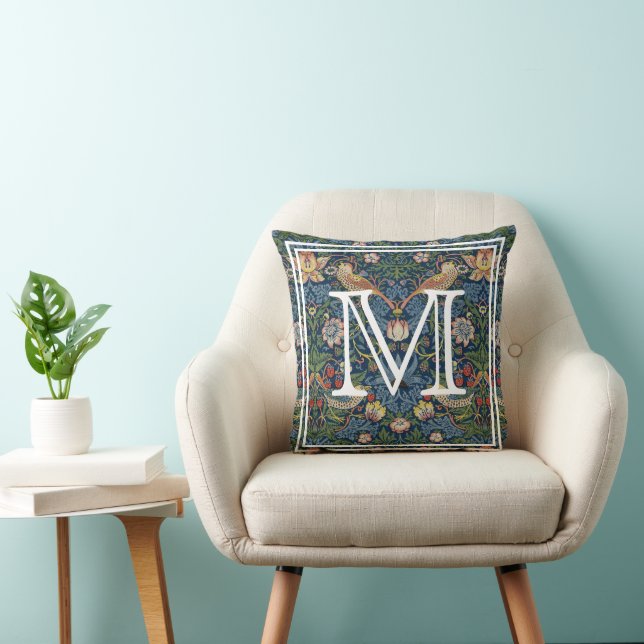 Coussin Monogram Initial William Morris Strawberry Thief (Chaise)