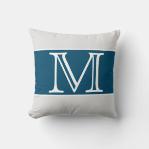 Coussin MONOGRAM Marine Bleu Gris Bleu Bleu Bleu Bande bla