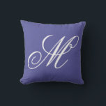 Coussin Monogram Purple Chevron Personnalisé<br><div class="desc">Monogram Purple Chevron Personnalisé Coussin d'oreiller à lancer propose un simple arrière - plan violet avec un motif à chevron souple personnalisé avec votre monogramme personnalisé en script élégant. Conçu par ©Evco Studio www.zazzle.com/store/evcostudio</div>