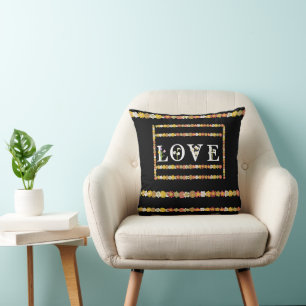 Coussin Monogram Rustic Daisy Floral Love