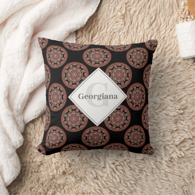 Coussin Monogram Safari Coucher de soleil Bohemian Polka D (Couverture)