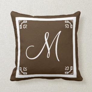 Coussin MONOGRAM solide brun personnalisé