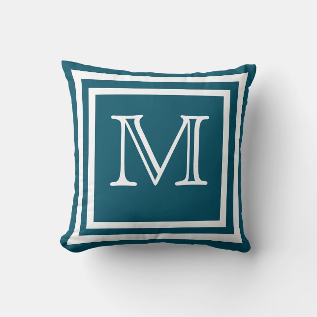 Coussin MONOGRAM Solide Doux foncé Marine bleu uni Jeter (Recto)