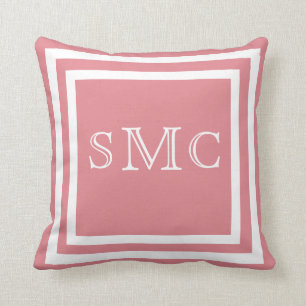 Coussin MONOGRAM Solide poussiéreux rose rose blanc clair