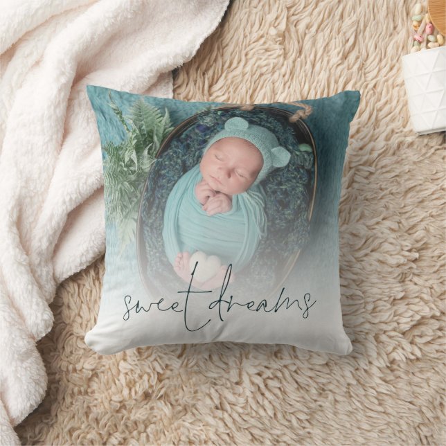 Coussin Monogram Sweet Dreams Baby Photo Turquoise (Couverture)