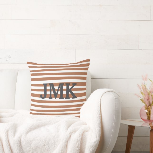 Coussin Monogram Terracotta Modern Stripes Minimalist  (Canapé)