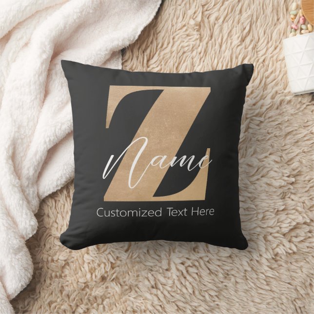 Coussin Monogram with Initial Z & Custom Name Personalized (Couverture)