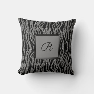 Coussin Monogram Zebra Print Black Grey Silver tendance