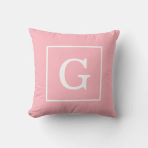Coussin Monograme de Pink White Framed Initial