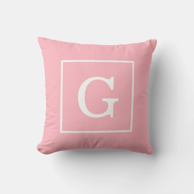 Coussin Monograme de Pink White Framed Initial (Recto)
