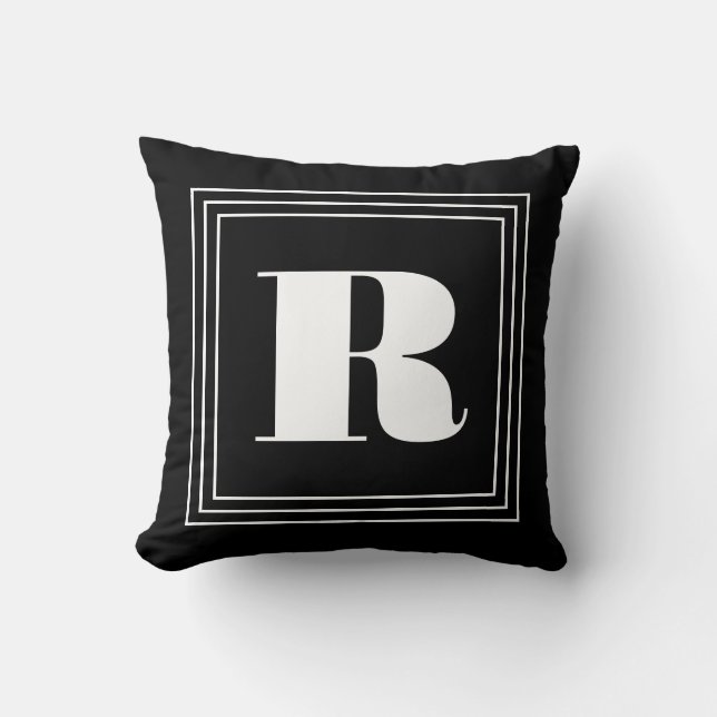 Coussin Monogramme 3 cadres | Noir et blanc (Recto)