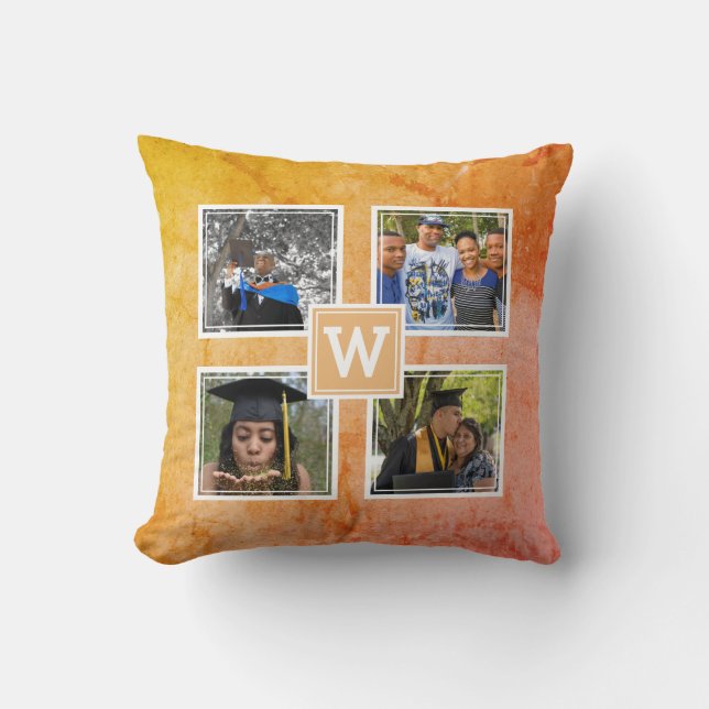 Coussin Monogramme 4 Modèle photo Jaune moderne (Recto)