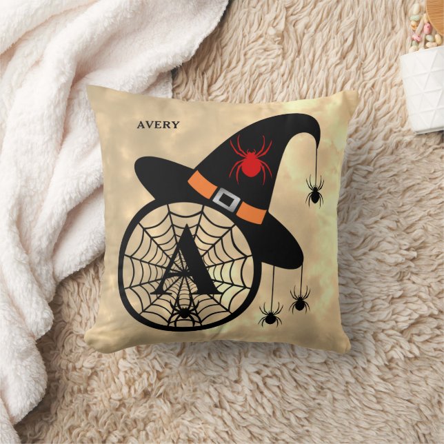 Coussin Monogramme A Halloween Sky Witch Ariders Nom (Couverture)