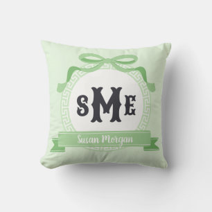Coussin Monogramme à l'arc à clé grecque inversée vert men