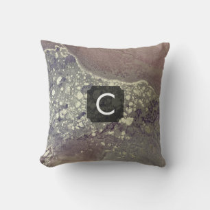 Coussin Monogramme à l'encre d'alcool Violet Poussiéreux e