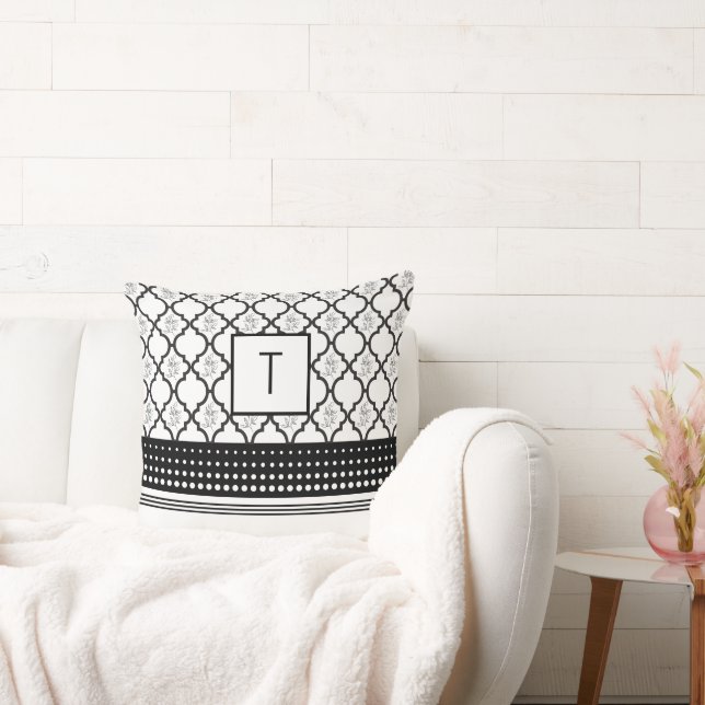 Coussin Monogramme à motifs noir et blanc (Canapé)