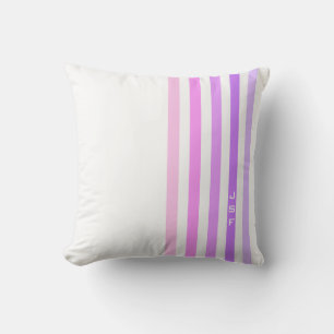 Coussin Monogramme à rayures verticales rose et violet