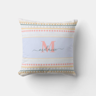 Coussin Monogramme Abstrait coloré Boho