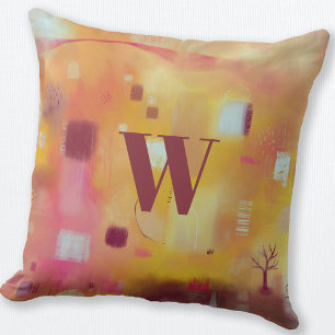 Coussin Monogramme Abstrait Jaune moderne