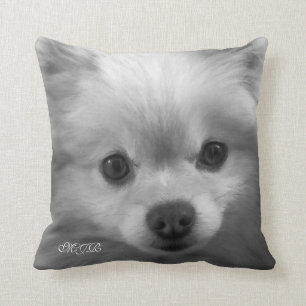 Coussin Monogramme adorable mignon de chiot de Pomeranian
