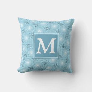 Coussin Monogramme ange bleu cercles motif