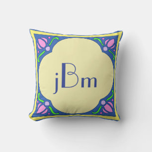Coussin Monogramme Art nouveau personnalisable