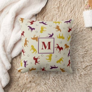 Coussin Monogramme Automne Leaf Cheval Motif