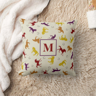 Coussin Monogramme Automne Leaf Cheval Motif