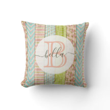 Monogramme avec nom et roses en style shabby sur b