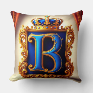 Coussin Monogramme B en lettre royale bleue
