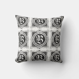 Coussin Monogramme B Modèle floral noir et blanc initial