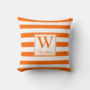 Coussin Monogramme Bandes orange Fun Modern