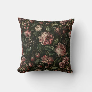 Coussin Monogramme Baroque Violet foncé Motif Floral