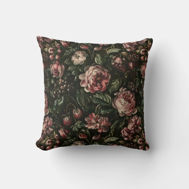 Coussin Monogramme Baroque Violet foncé Motif Floral (Recto)