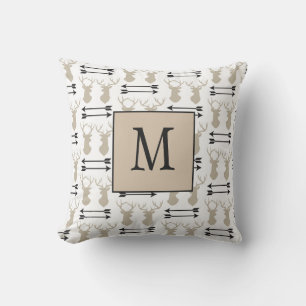 Coussin Monogramme beau de conception de cerfs communs