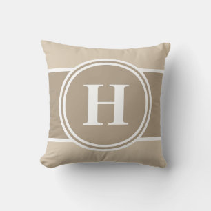 Coussin Monogramme Beige Neutre Personnalisable Écouteur