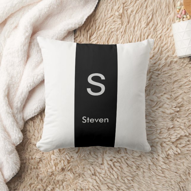 Coussin Monogramme bicolore moderne noir et blanc (Couverture)