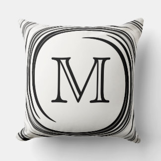 Coussin Monogramme Black Swirl Abstrait