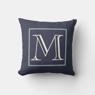 Coussin Monogramme blanc bleu