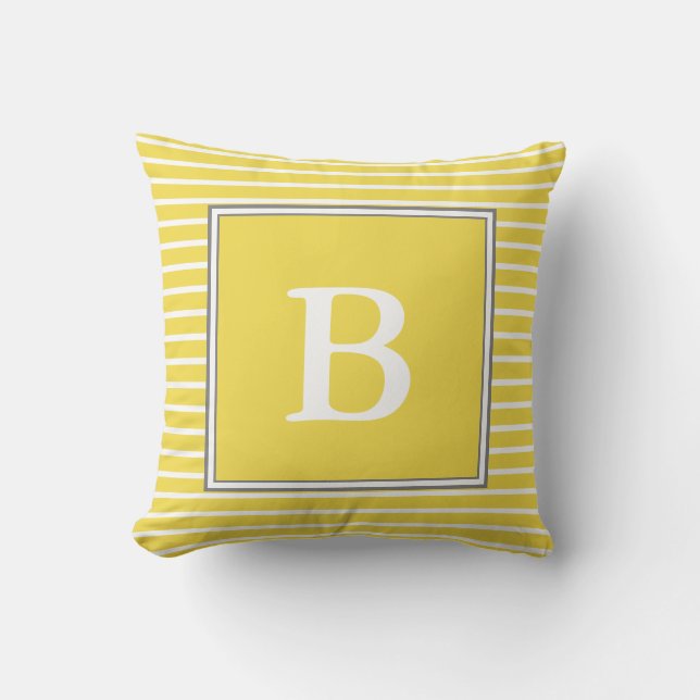 Coussin Monogramme blanc fait sur commande sur gris et (Recto)