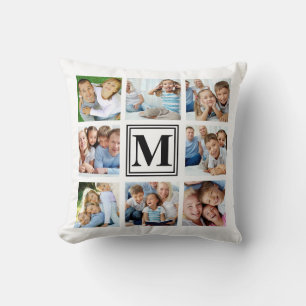 Coussin Monogramme Blanc Noir 8 Multi Collage Photo