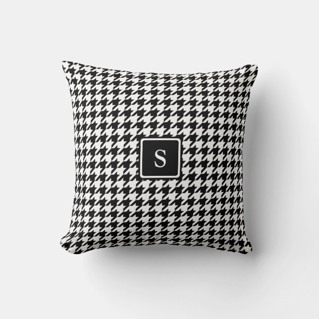 Coussin Monogramme blanc noir classique de coutume de (Recto)