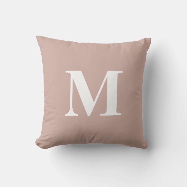 Coussin Monogramme blanc rose pâle de couleur modifiable i (Recto)
