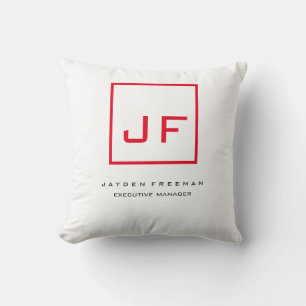 Coussin Monogramme blanc rouge minimaliste moderne